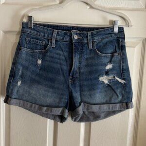 Mid rise blue jean shorts